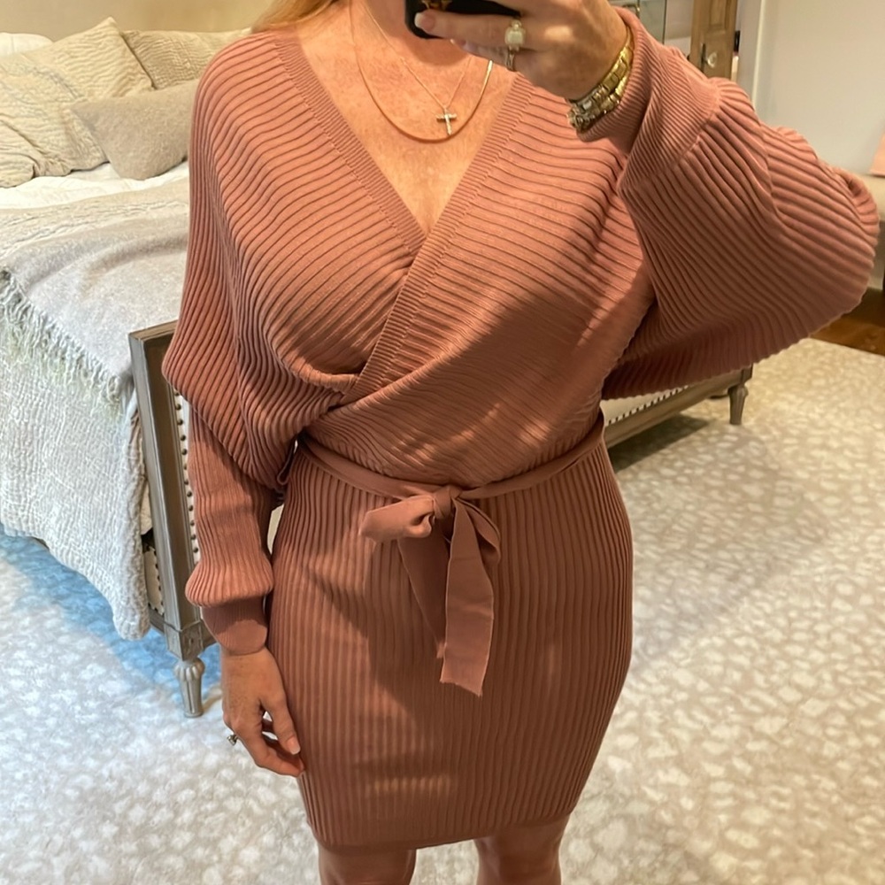 Pink sweater dress